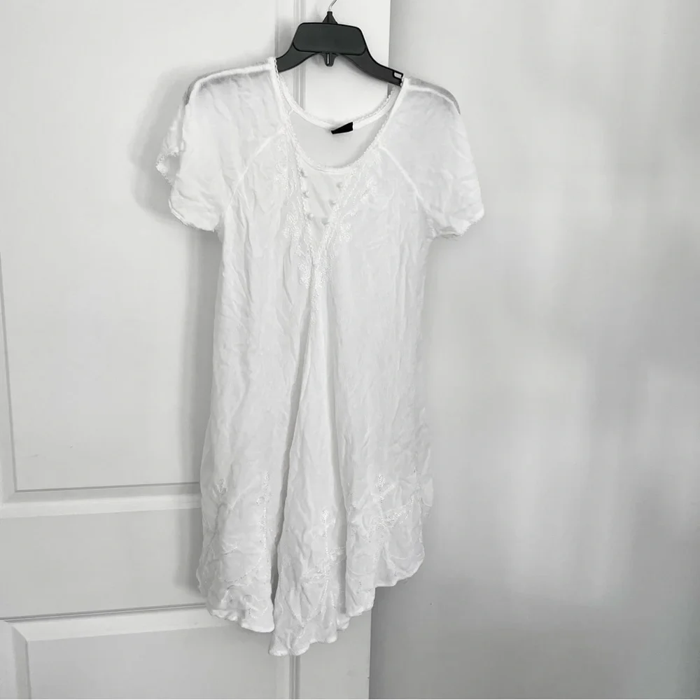 S.R. Fashion Embroidered Shift Tent Dress Dainty White Size L - Picture 2 of 11